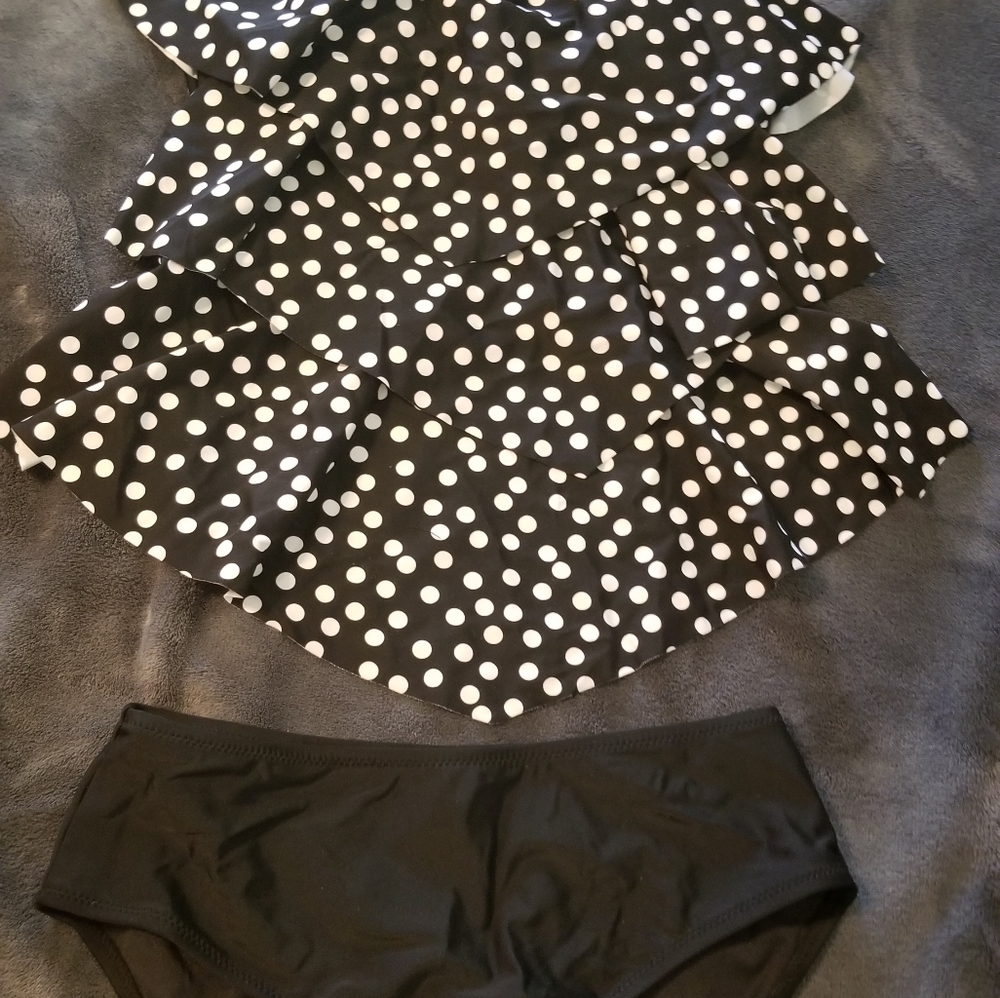White polka dotted Swimsuit